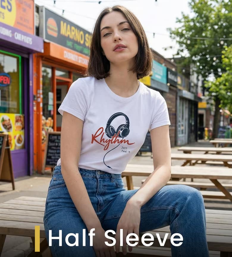 Women Half Sleeve T-shirts by High on Soda
