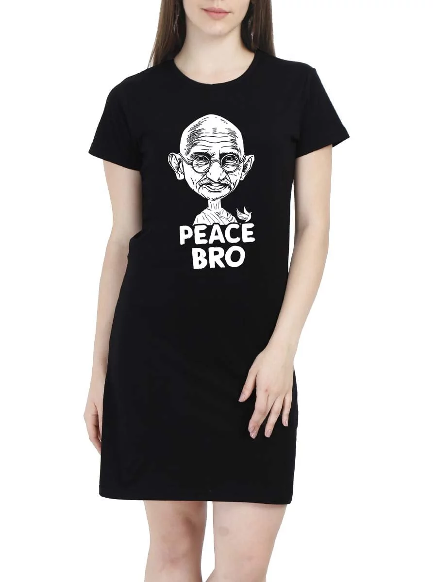 Peace Bro Special Women Black Fun T-Shirt Dress