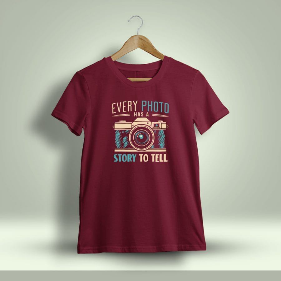 Every Photo Has A Story To Tell Photography T-Shirt For Men - Half Sleeve