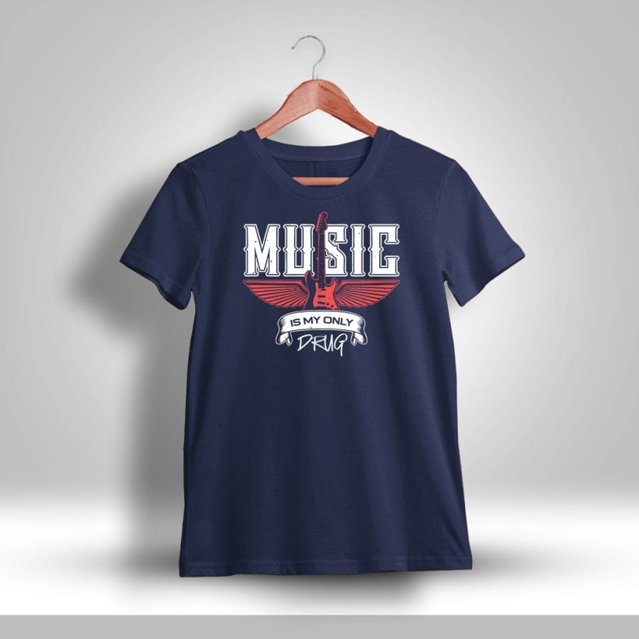 Music Is My Only Drug T-Shirt For Men - Half Sleeve