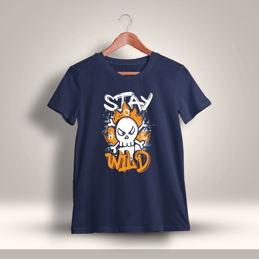 Stay Wild Printed T-Shirt For Men - Half Sleeve