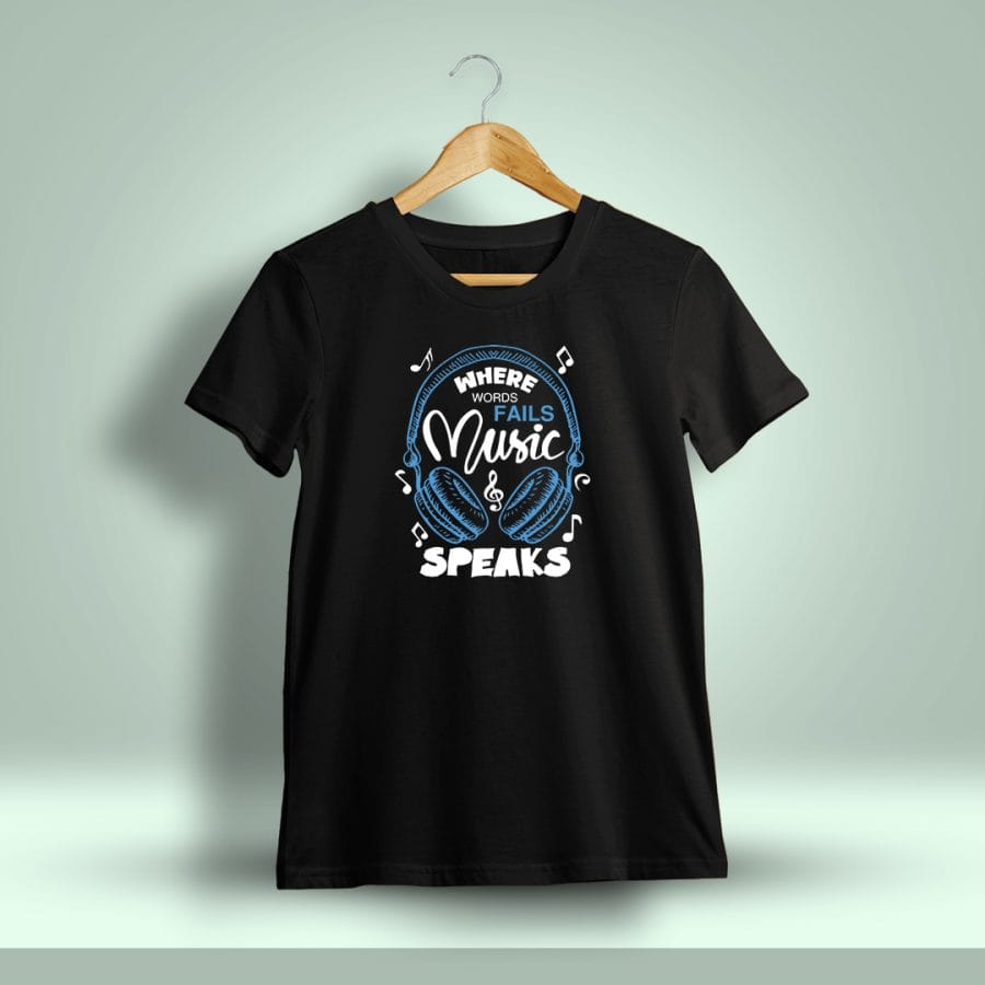 Where Words Fails Music Speaks T-Shirt For Men - Half Sleeve