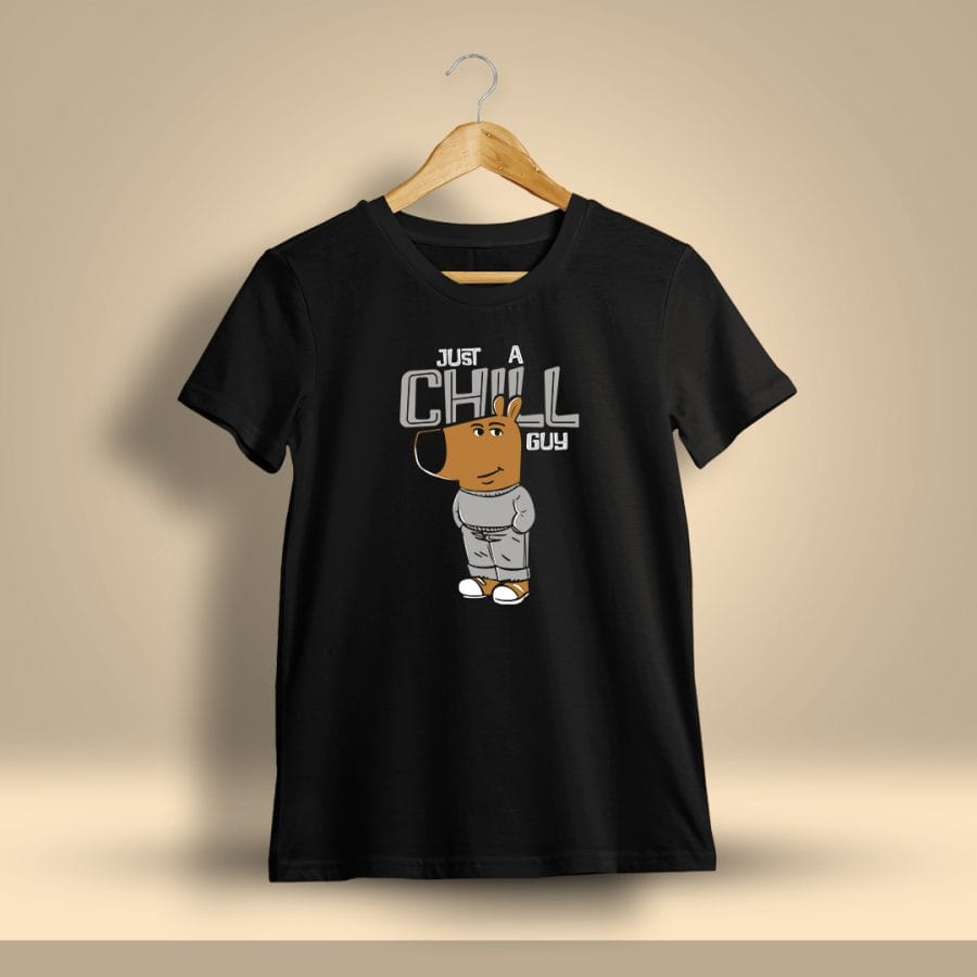 Just A Chill Guy Black Printed T-Shirt For Men - Half Sleeve