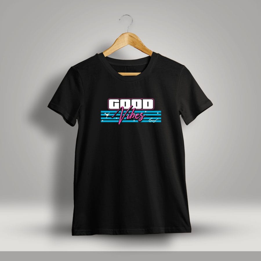 Good Vibes Chest Print T-Shirt For Men - Half Sleeve