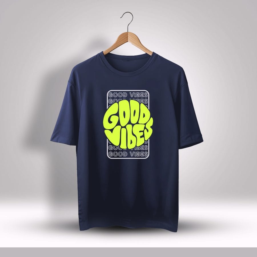 Good Vibes Oversized Printed T-Shirt For Men - Half Sleeve