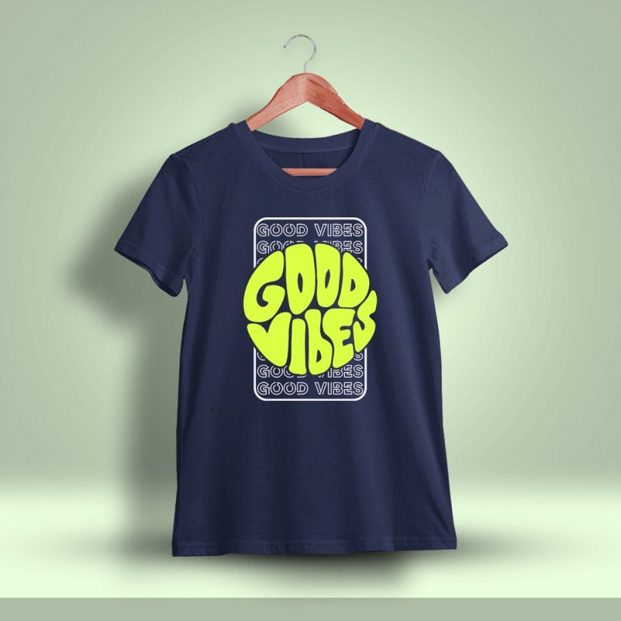 Good Vibes Typography T-Shirt For Men - Half Sleeve