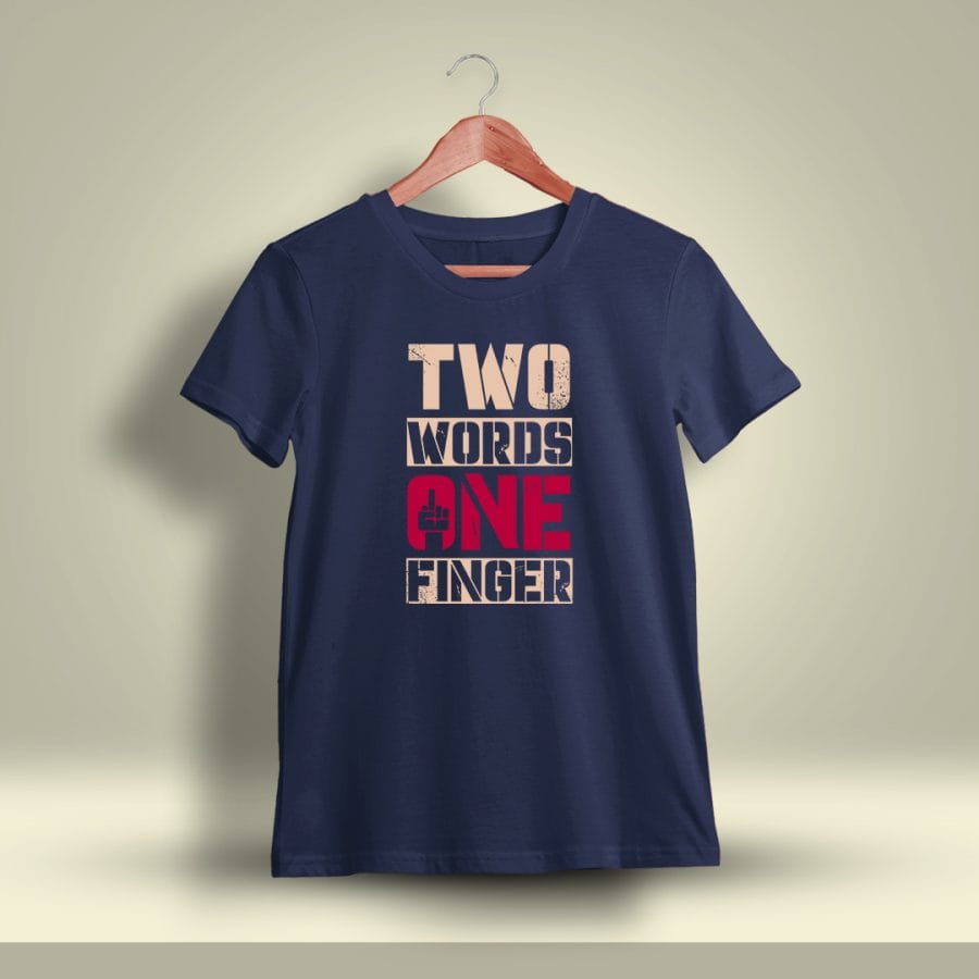 Two Words One Finger Printed T-Shirt For Men - Half Sleeve